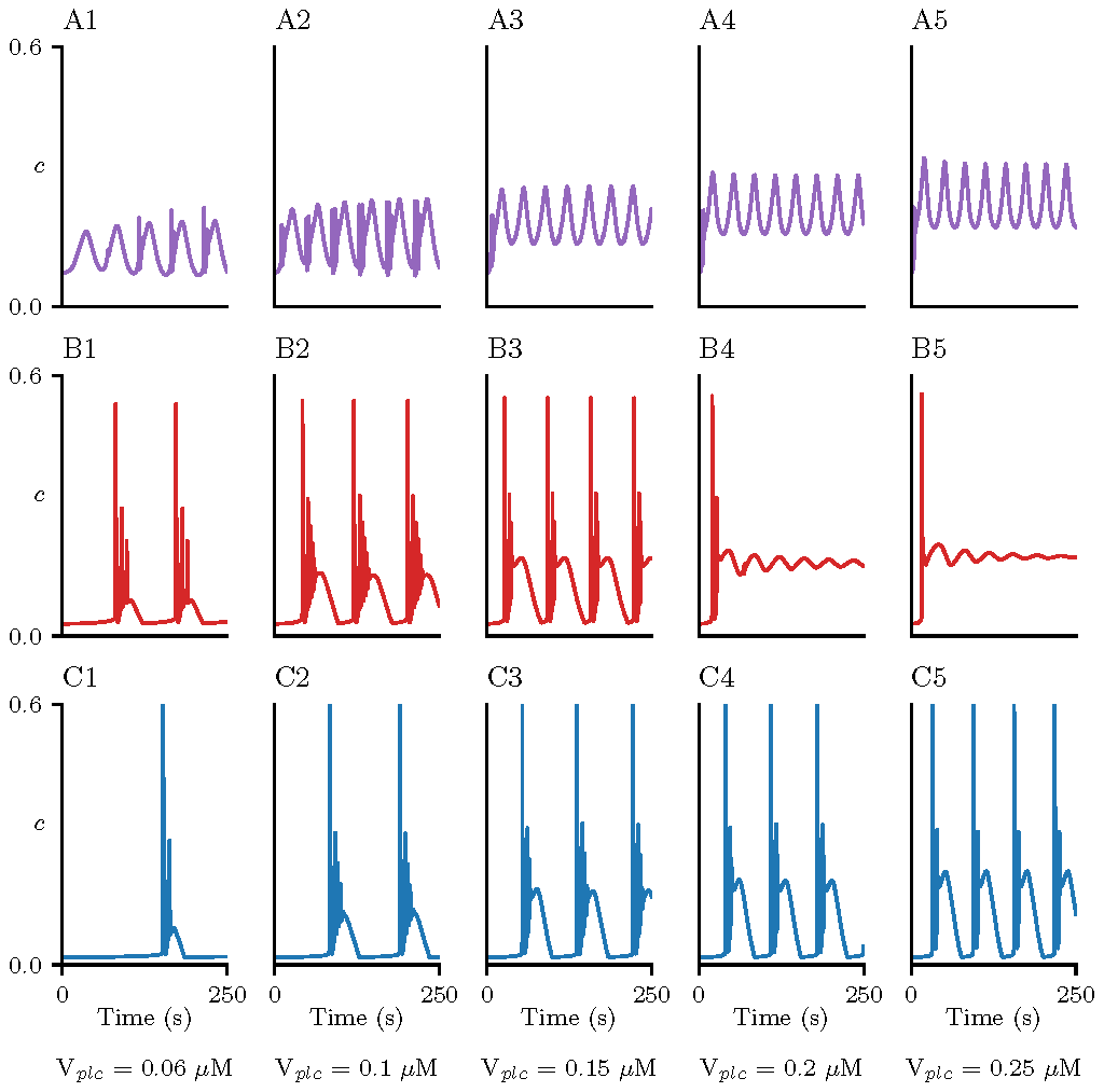 Computational simulation of a model of calcium oscillations